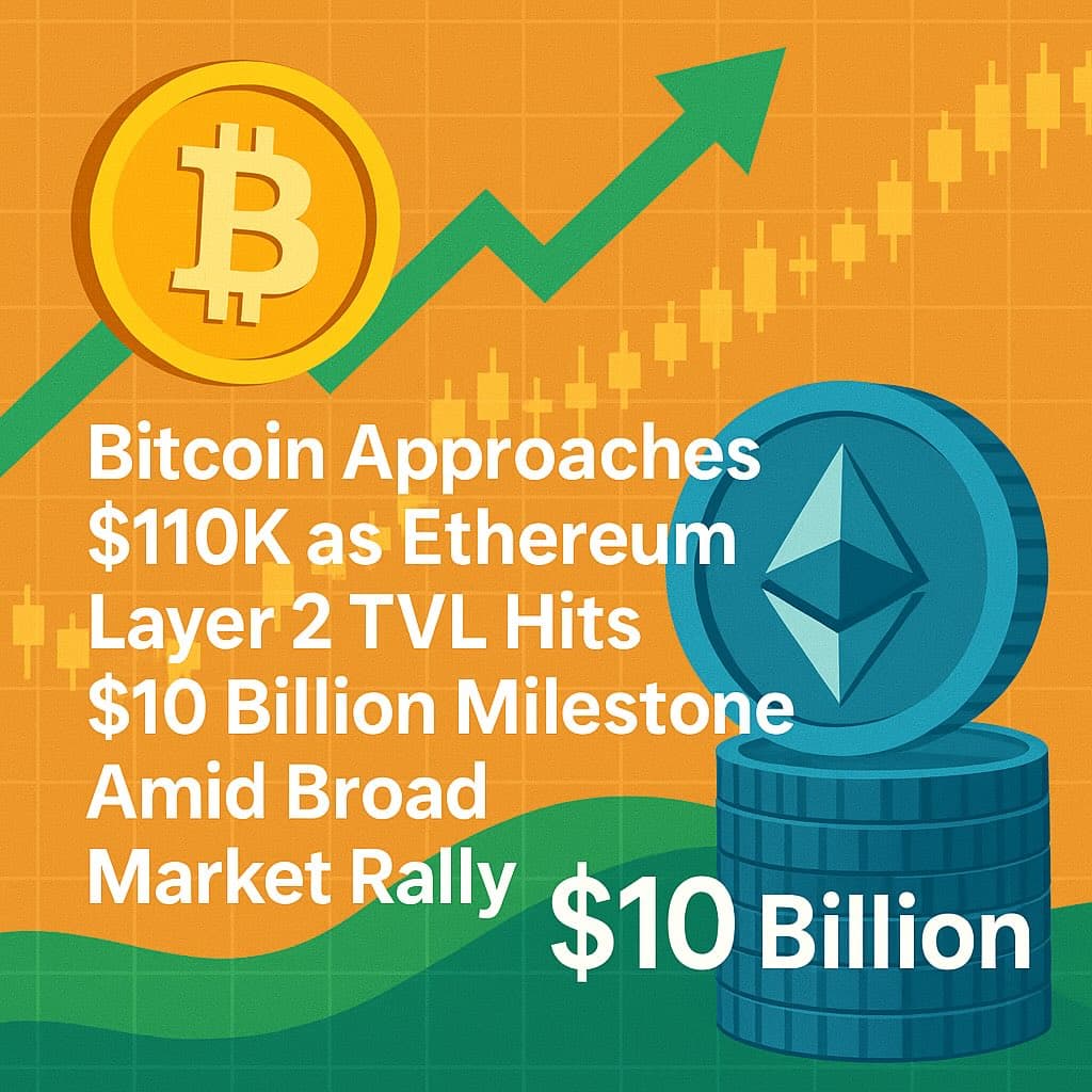 Bitcoin Approaches $110K as Ethereum Layer 2 TVL Hits $10 Billion Milestone Amid Broad Market Rally
